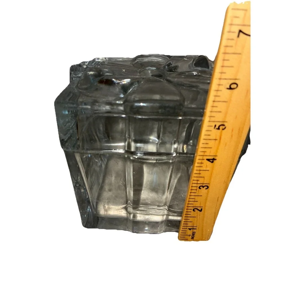 Circleware Trinket Storage Box Candy Jar Clear Glass Bow 5.5x5x5
